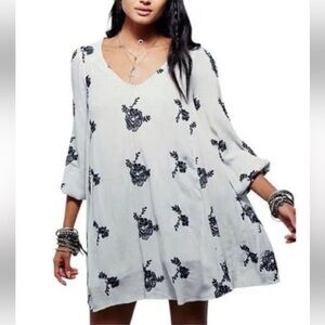 Free People Emma's Embroidered Dress in Seaglass size Medium